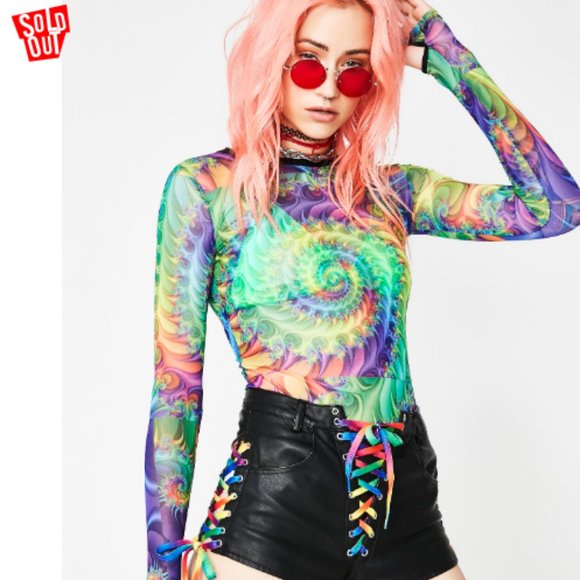 Dolls Kill Tops - 🌈 Current Mood Keep Trippin' Psychedelic top 🌈